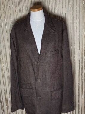 J. Peterman Brown Herringbone Lightweight Jacket NEW XL